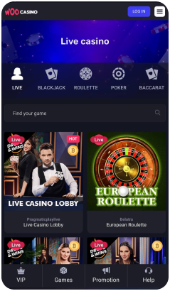 Woo LIVE GAMES AT WOO CASINO
